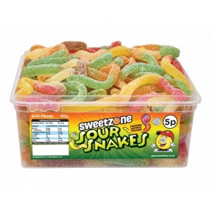 Sweetzone 100% Halal Sour Snakes Tub Of 100pcs Sweetzone 100% Halal Sour Snakes Tub Of 100pcs